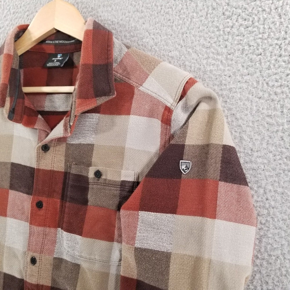 KUHL Shirt Mens Small Red Pixelatr Flannel Outdoor Hiking Plaid Performance - Picture 5 of 16